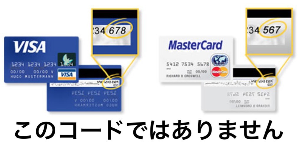 クレジットカードのCVVコードの写真