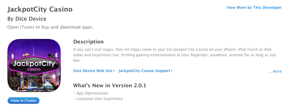 ジャックポットシティカジノアプリダウンロード画面の写真