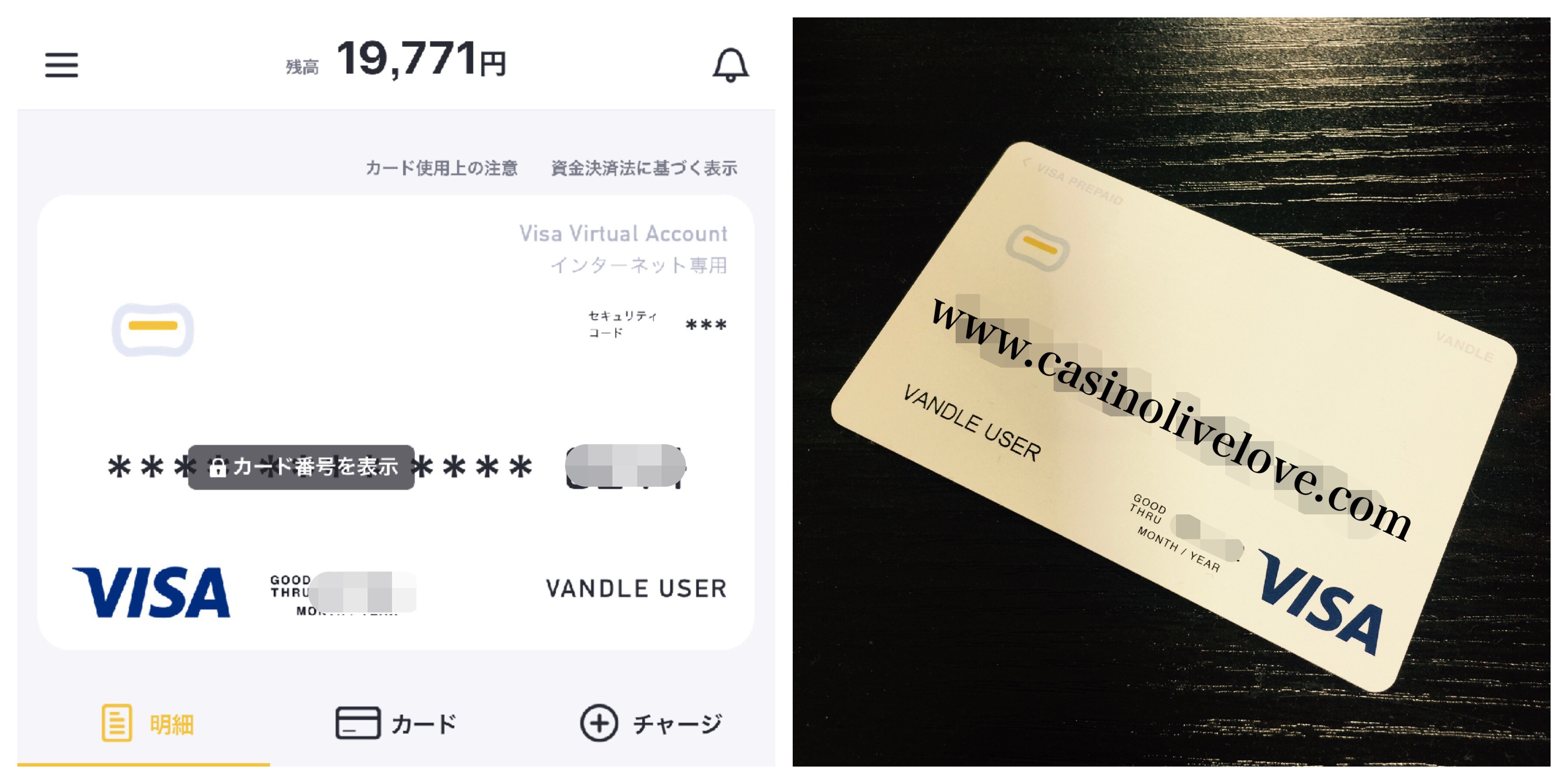 バンドルカードのアプリとカードの写真