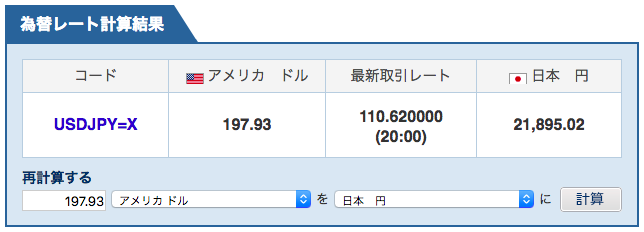ヤフーファイナンスのUSDと日本円のレート画面の写真